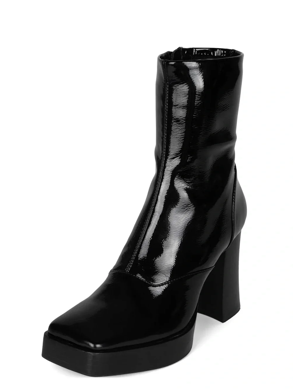 NEW JEFFREY CAMPBELL KALOPSIA BLACK PATENT BLOCK HEEL BOOTIES 5